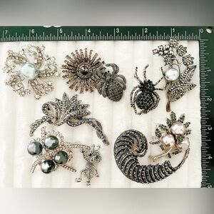 Marcasite Style Brooch Lot 10 Spider Ant Bug Insect Pearl Rhinestone Jewelry